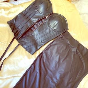 Black Pleather Corset and Skirt